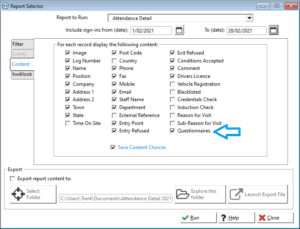 Questionnaire Reports