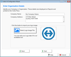 visitor id Master Configuration Wizard company details