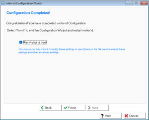 visitor id Master Configuration Wizard finish