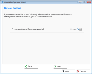visitor id Master Configuration Wizard general options