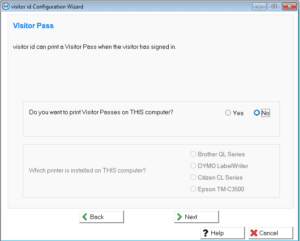 visitor id Master Configuration Wizard pass printer