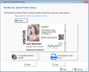 visitor id Master Configuration Wizard pass printer setup